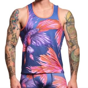 Skull And Bones Fighting Fish Tank Navy NWT